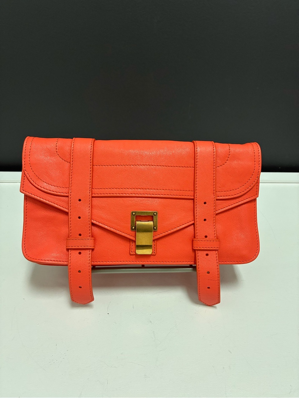 Proenza Schouler Tangerine Leather Clutch